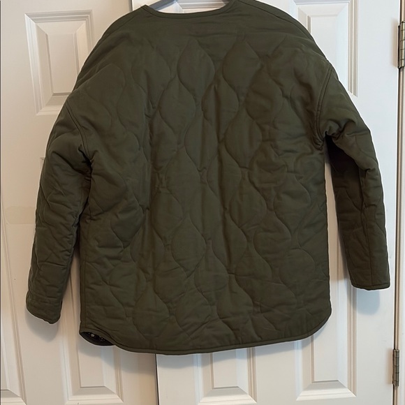 Sezane Feral Jacket, Reversible, Olive Green & Floral Quilted Jacket - Picture 2 of 9